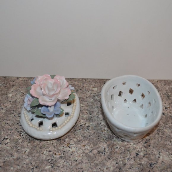 Handmade Collectibles Ceramic Clay Basket with Flowers on Top miniature - Picture 8 of 10